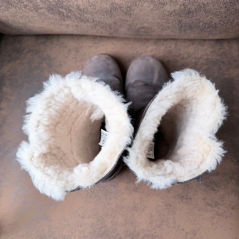 Ugg Australia Noira Brown Waterproof Leather Sheepskin Boots Womens 8 1005730